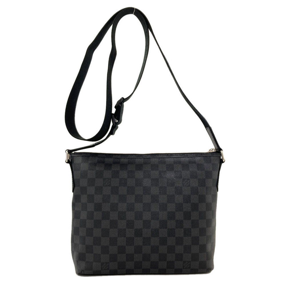 Louis Vuitton Mick Damier Canvas Shoulder Bag Black